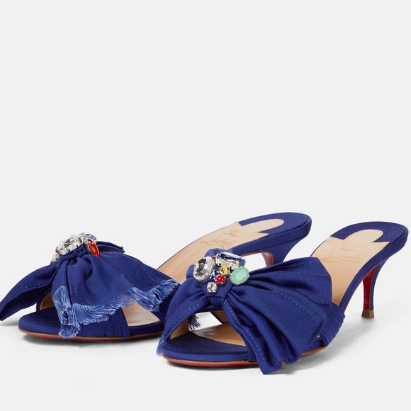🌺CHRISTIAN LOUBOUTIN🌺 Marie Anne 55 Embellished Sandals Size: 35 - Picture 2 of 15
